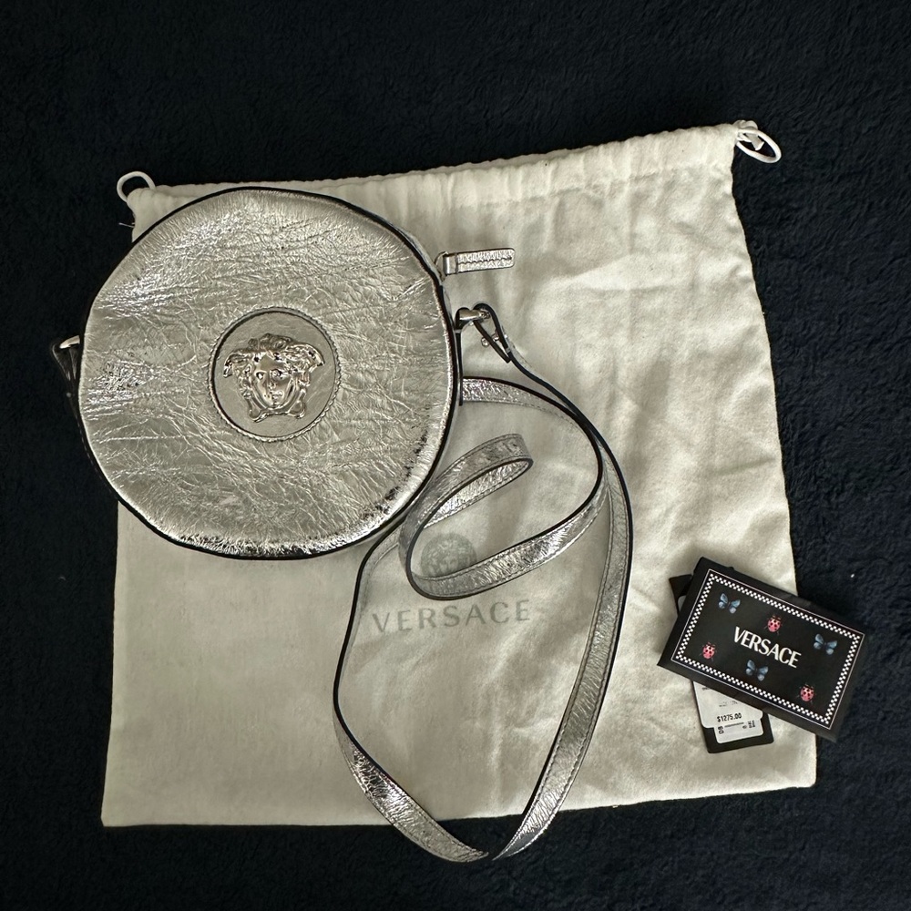 Versace Metallic Silver Circle Bag